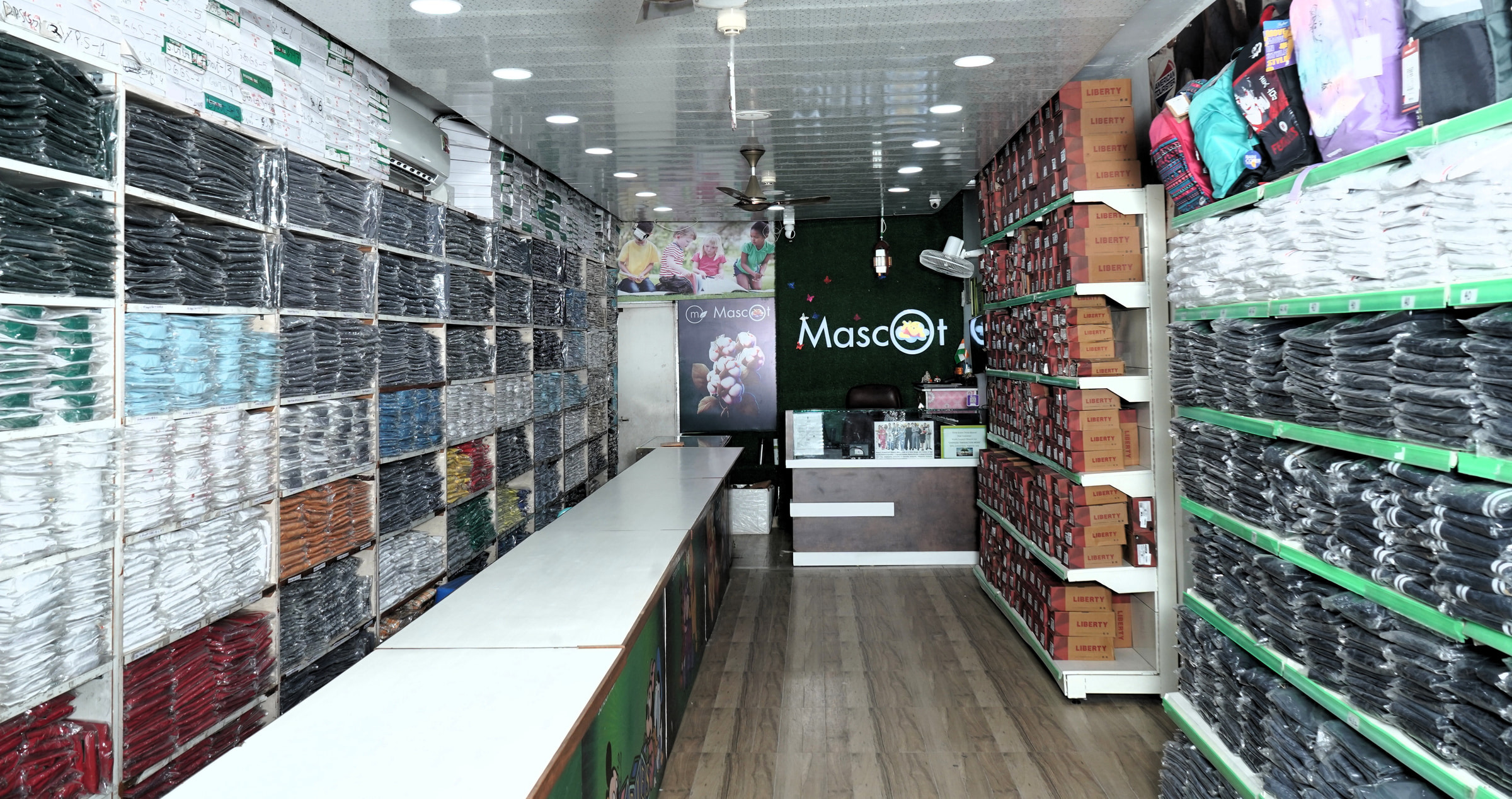 Looking to the Mascot wall at the back of the Sector 35 shop