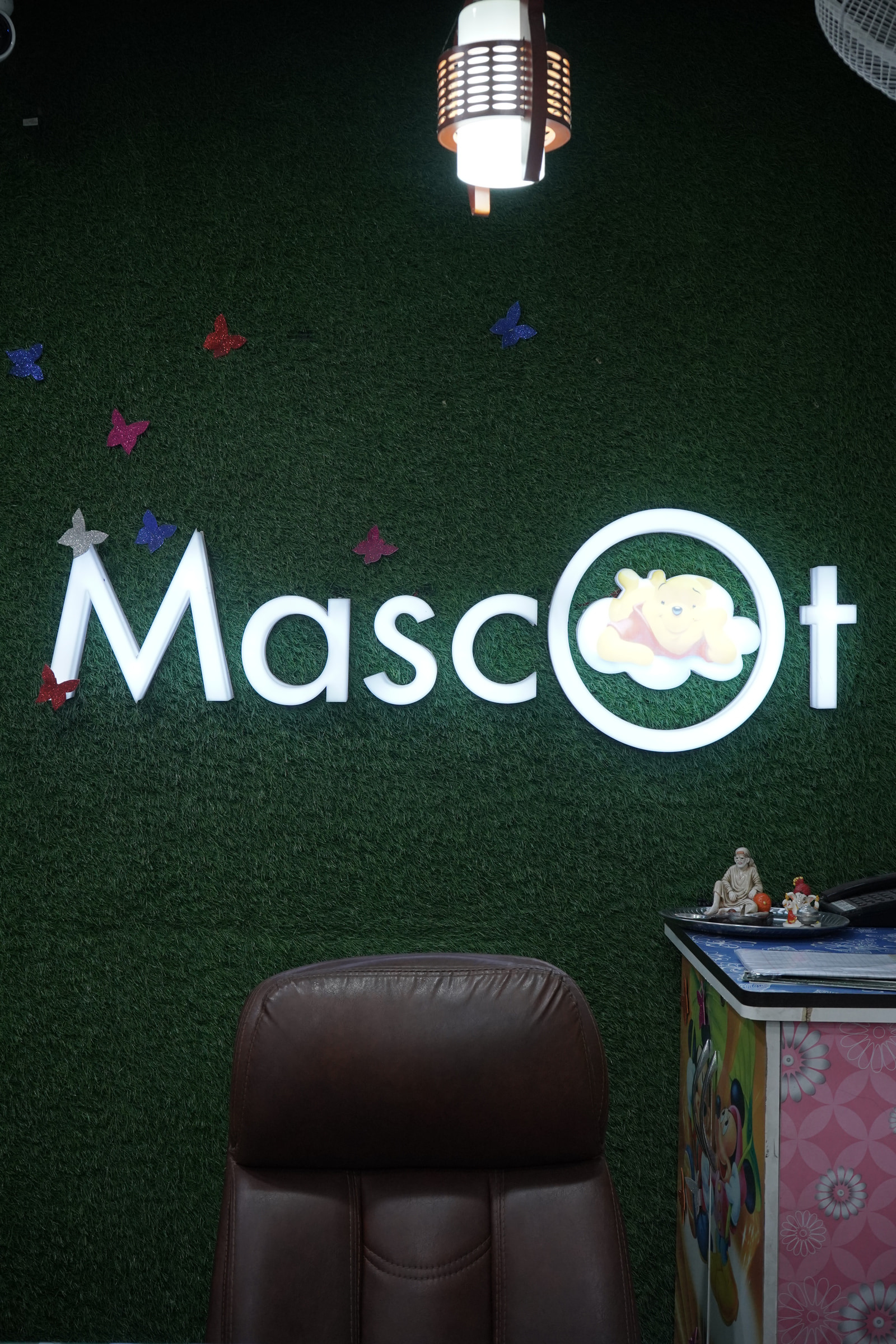 The Mascot mark on the turf wall behind the Sector 35 counter